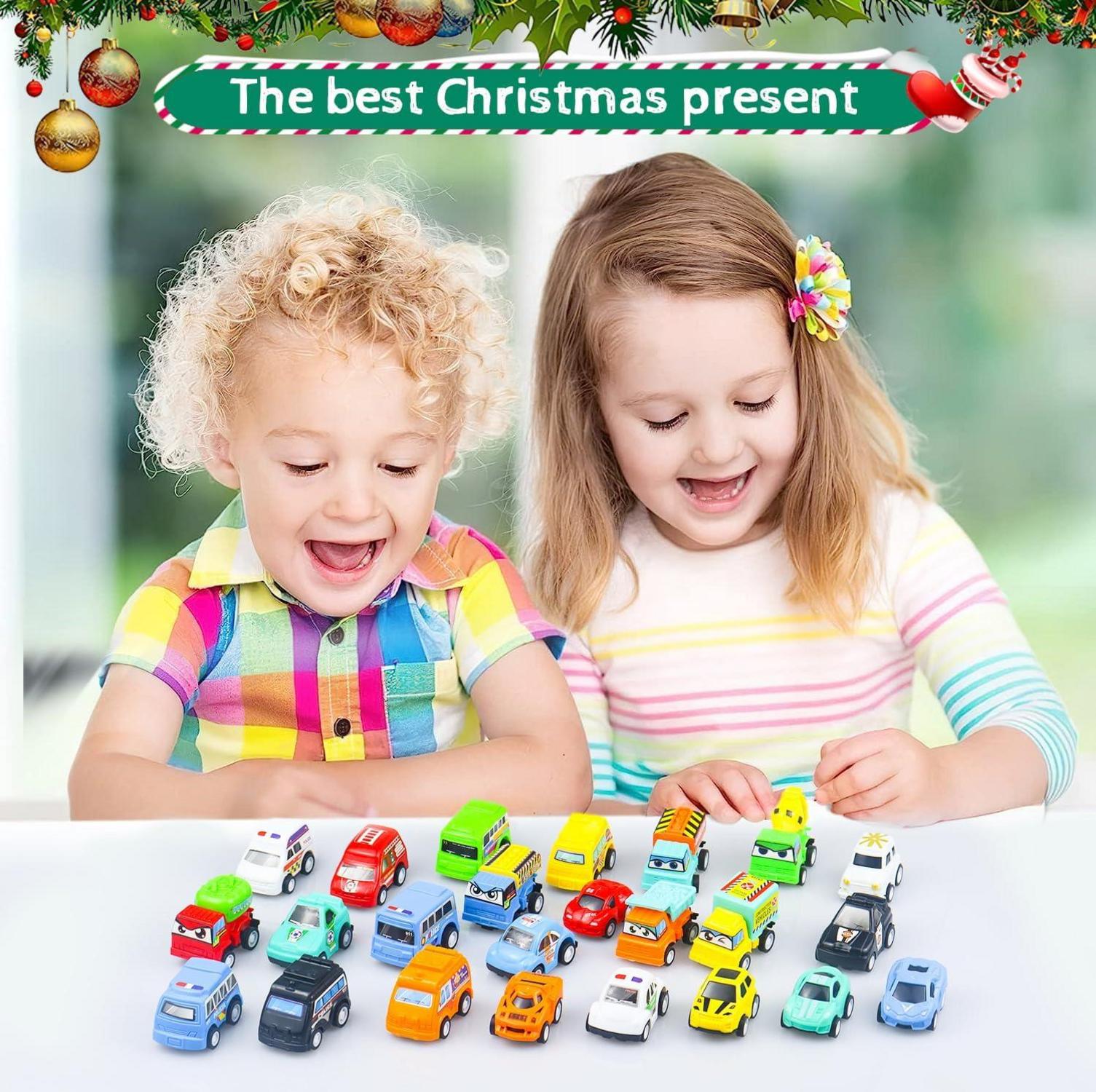 Adventskalender 2024 Kinder Jungen Autos Baufahrzeuge Spielzeug 24 Tage Weihnachtsauto Gift