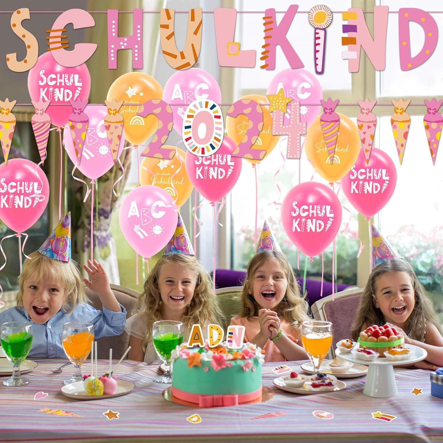 Einschulung Mädchen Deko Set Schulkind Zuckertüten Luftballon Konfetti
