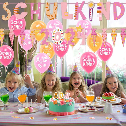 Einschulung Mädchen Deko Set Schulkind Zuckertüten Luftballon Konfetti
