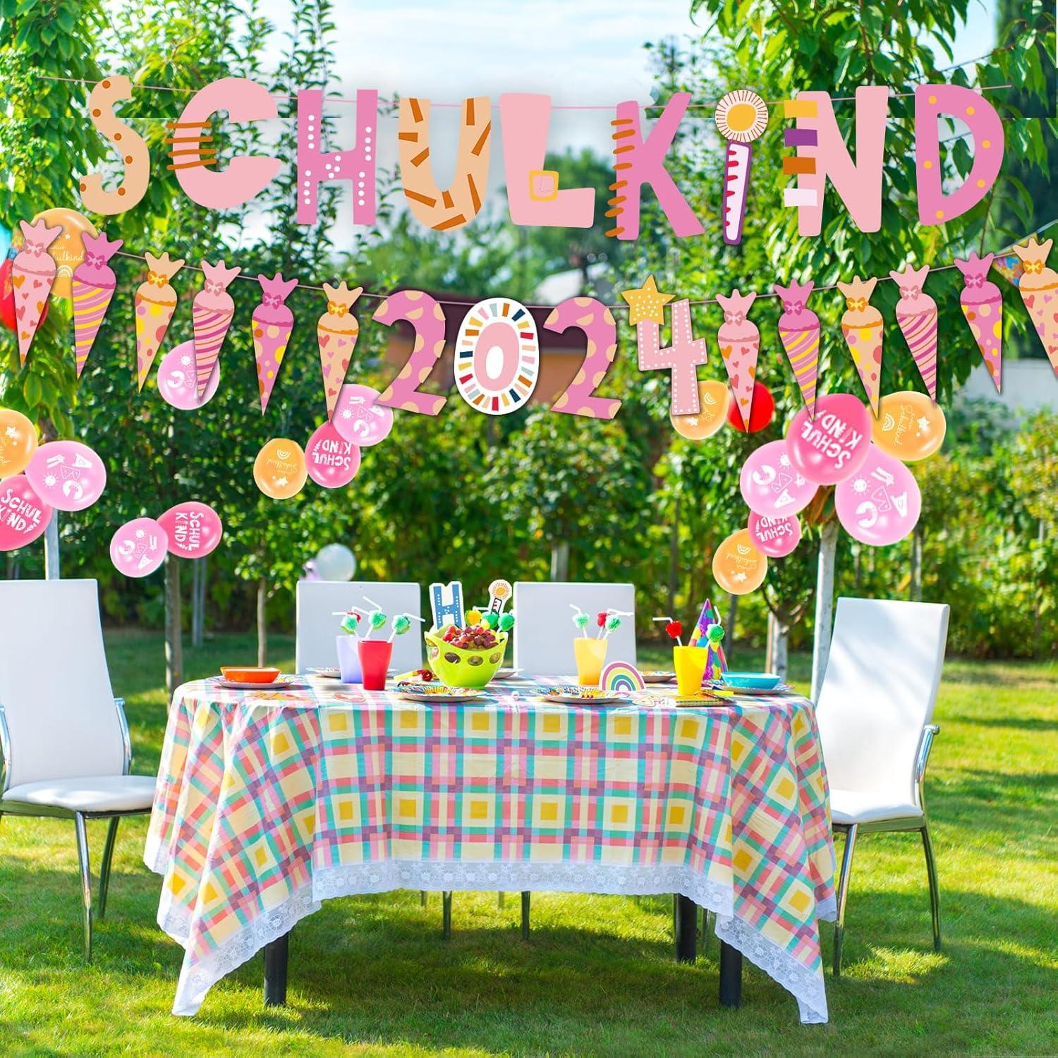 Einschulung Deko Set Mädchen Schulkind Girlande Zuckertüten Luftballon