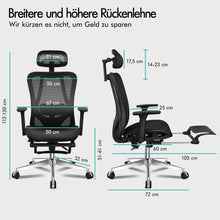 Ergonomischer Netz-Bürostuhl mit 3D-Armlehne und Fußstütze