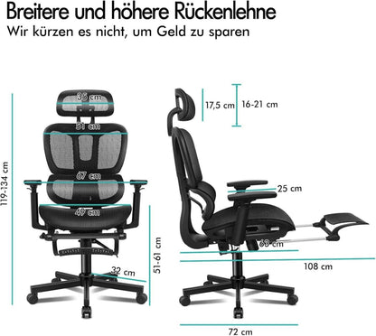 ALFORDSON Ergonomischer Bürostuhl mit 3D-Armlehne, Schwarz