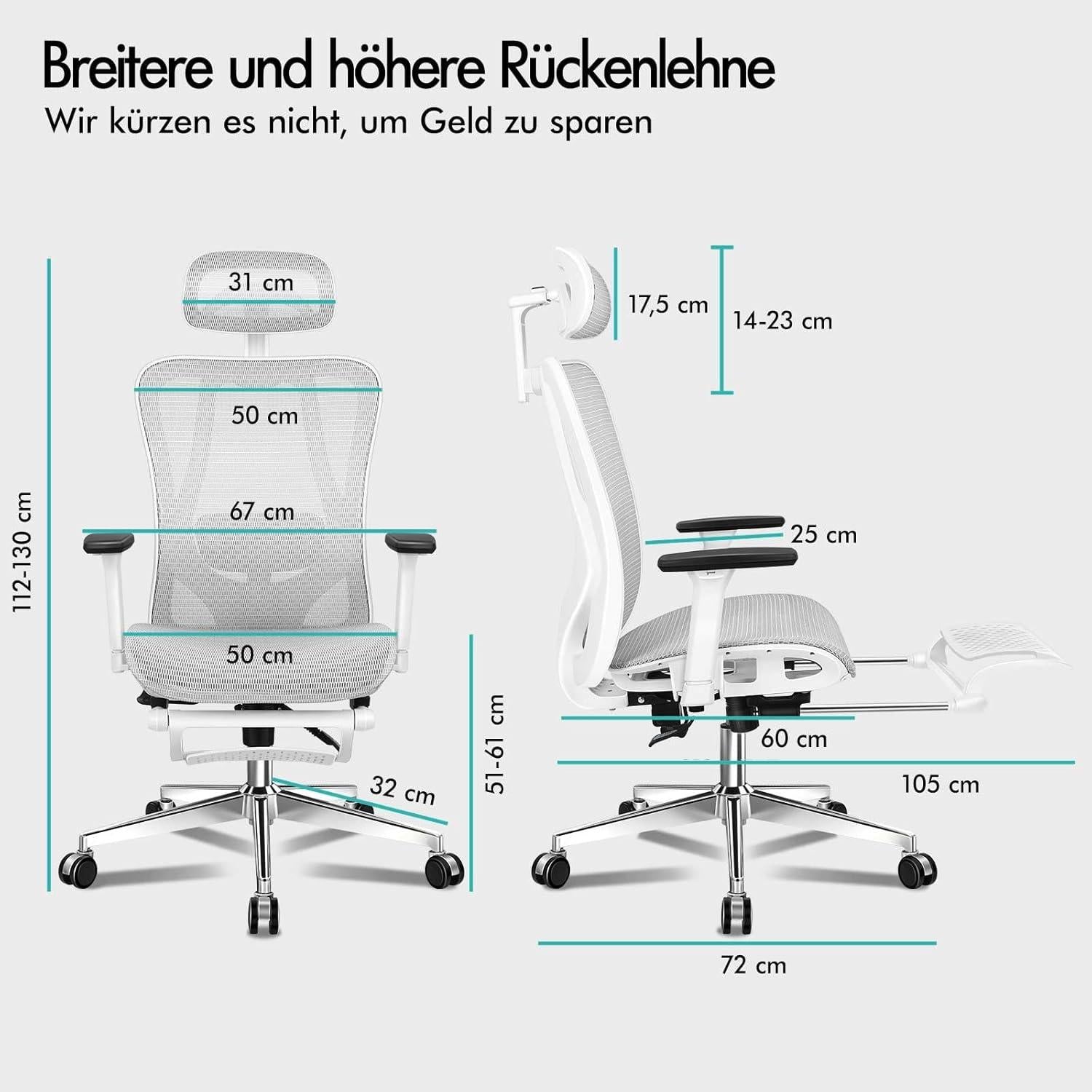 Ergonomischer Netz-Bürostuhl mit 3D-Armlehne, verstellbarer