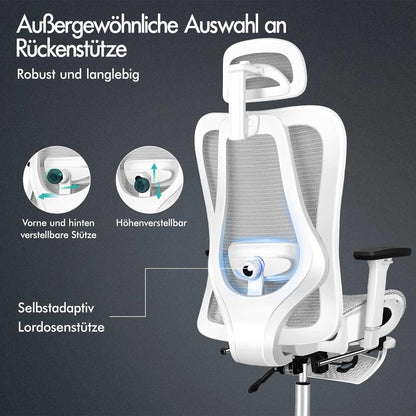 ALFORDSON Ergonomischer Netz-Bürostuhl 3D Armlehne Verstellbarer Kopfstütze Fußstütze Lendenwirbelstütze Gary