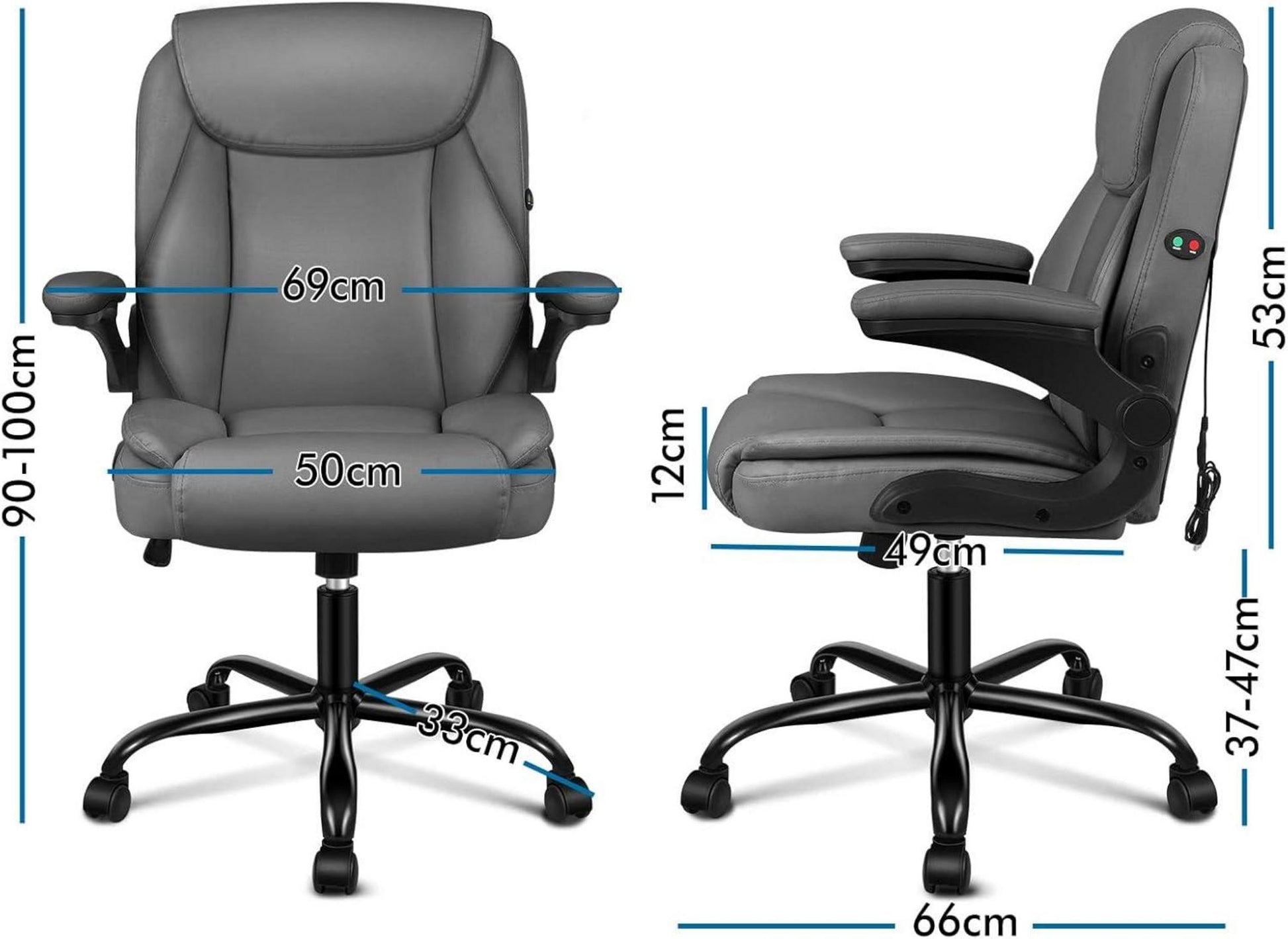 Ergonomischer Massage Bürostuhl mit Klapparmlehne, Gaming
