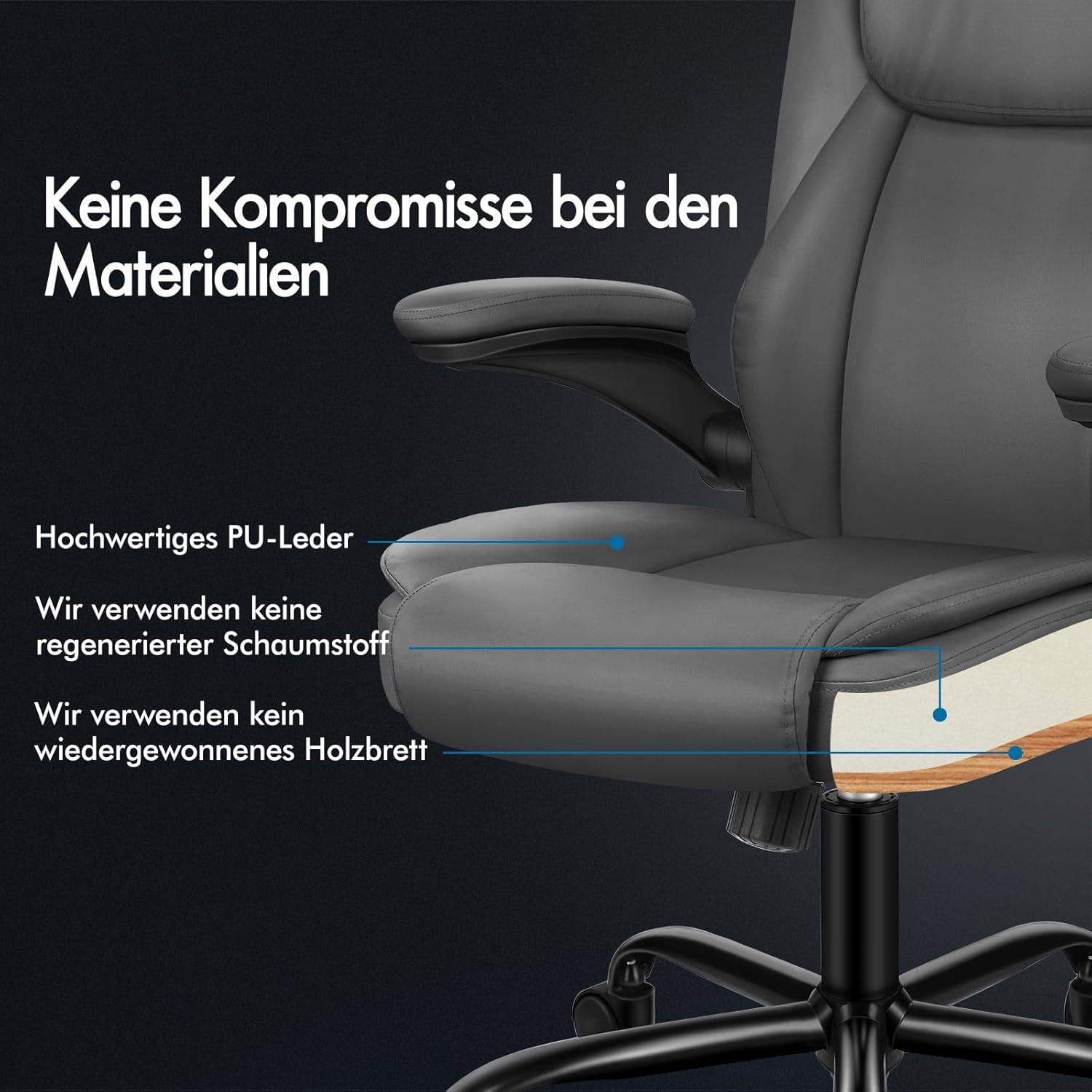 Ergonomischer Massage Bürostuhl mit klappbarer Armlehne und Gaslift