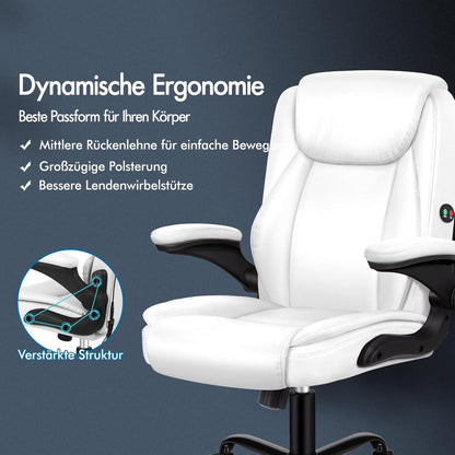 Ergonomischer Bürostuhl Massage Gaming Stuhl Weiß 150kg Tragkraft
