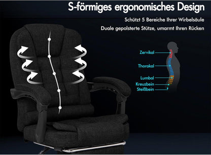 Ergonomischer Bürostuhl mit Lordosenstütze und Rollen