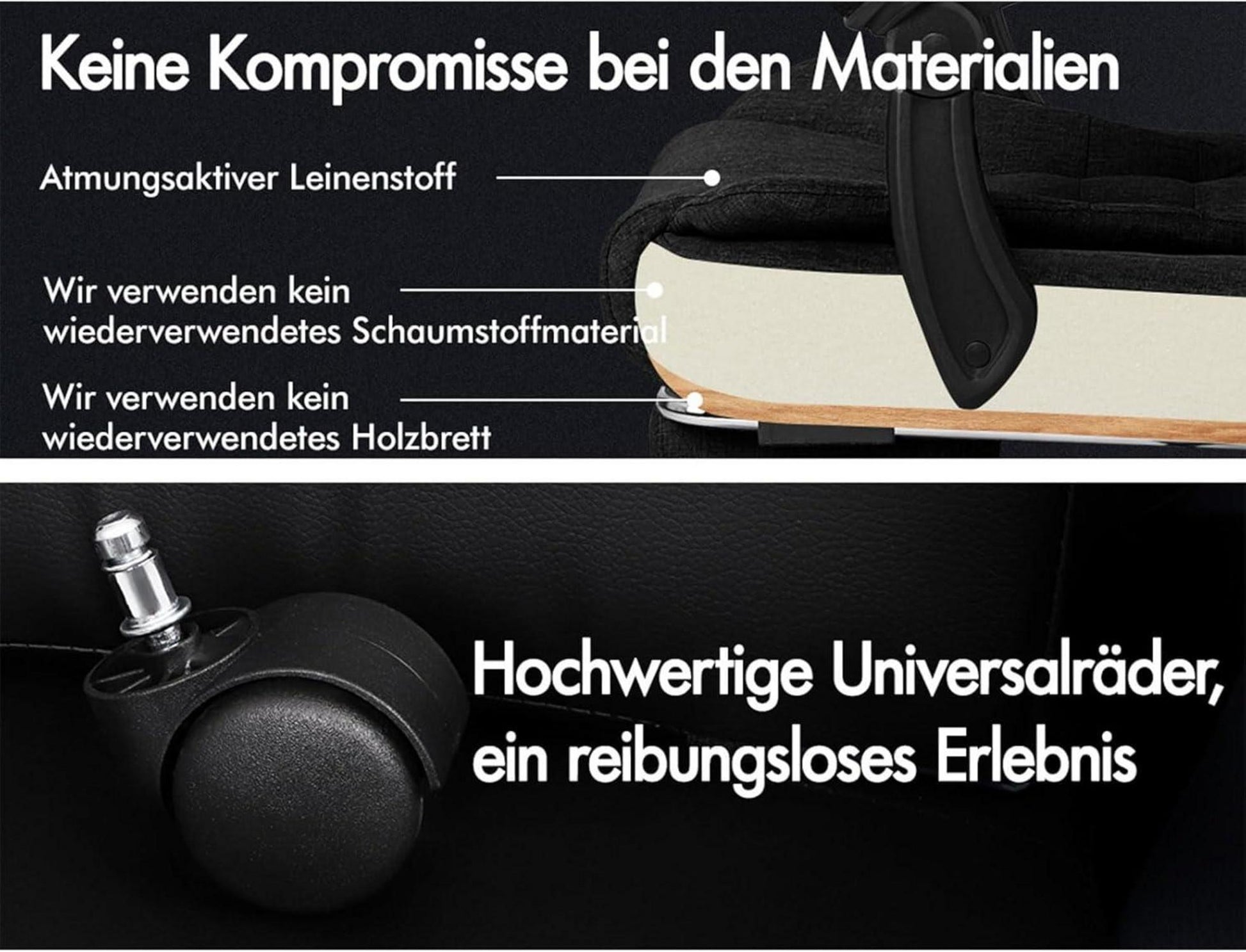 Bürostuhl Schreibtischstuhl Gaming Drehstuhl mit Lordosenstütze Schwarz
