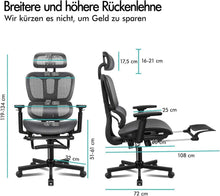 ALFORDSON Ergonomischer Netz-Bürostuhl mit 3D-Armlehne und