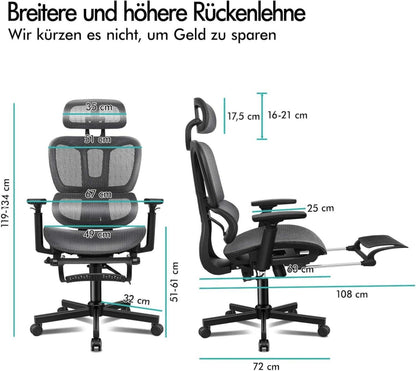 ALFORDSON Ergonomischer Netz-Bürostuhl mit 3D-Armlehne und
