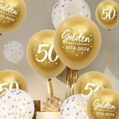 Goldene Hochzeit Luftballons Set - 24 Stück in 3 Stilen
