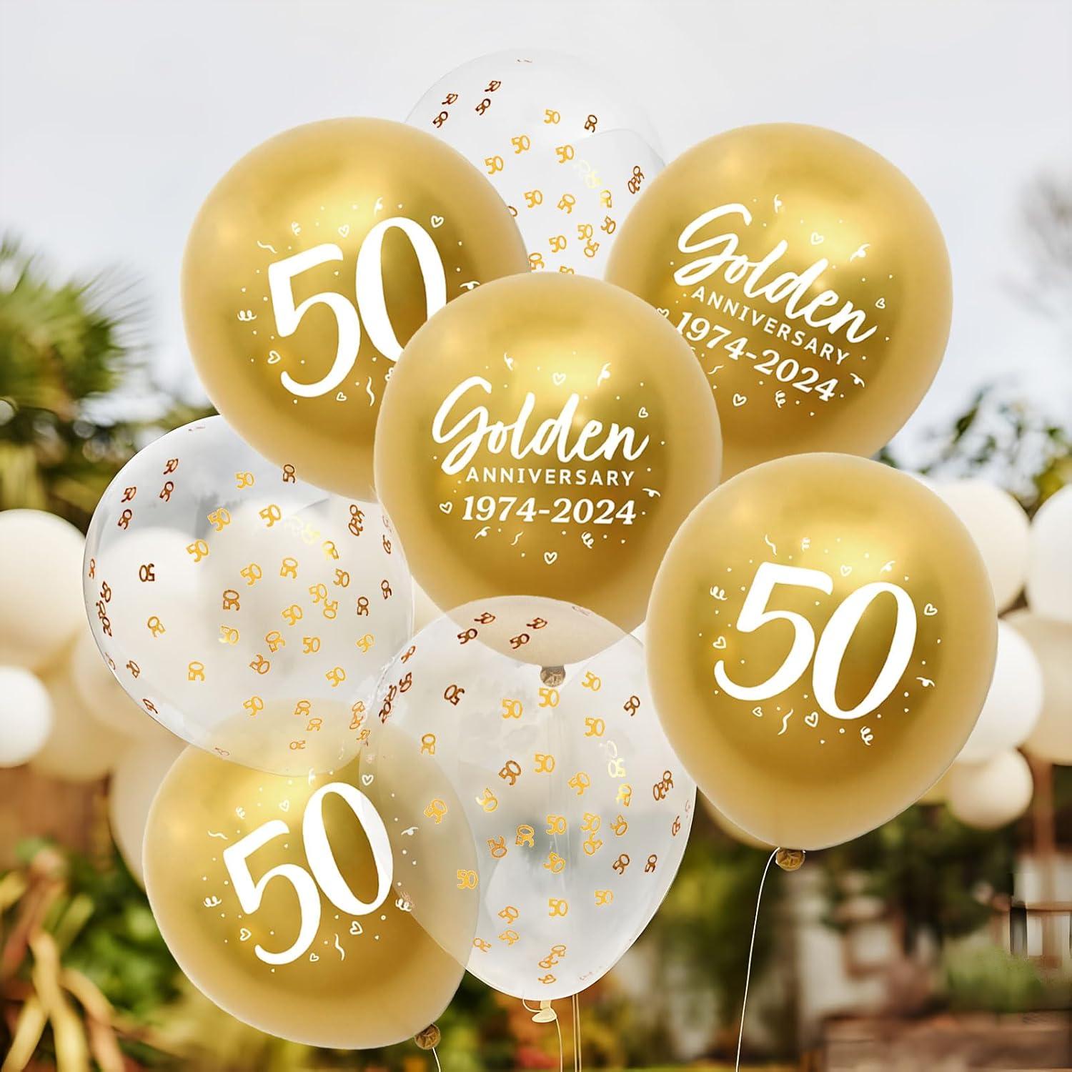 24 Goldene Hochzeit Luftballons 50. Jubiläum Geburtstag Deko Gold Konfetti