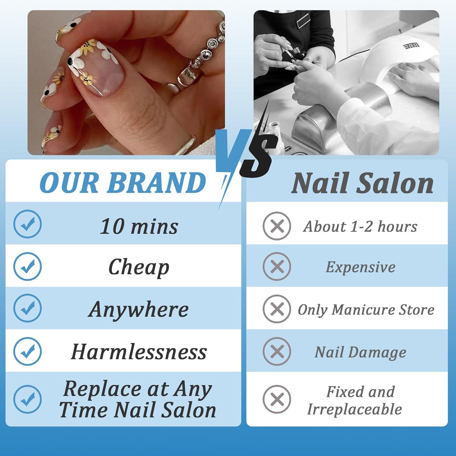 24er Set Künstliche Nägel Nude French Press on Nails Ballerina Fingernägel Fake Nails