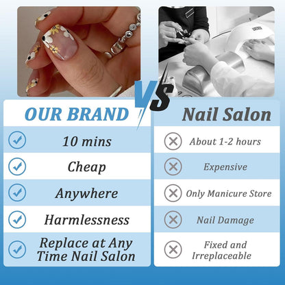 24er Set Künstliche Nägel Nude French Press on Nails Ballerina Fingernägel Fake Nails