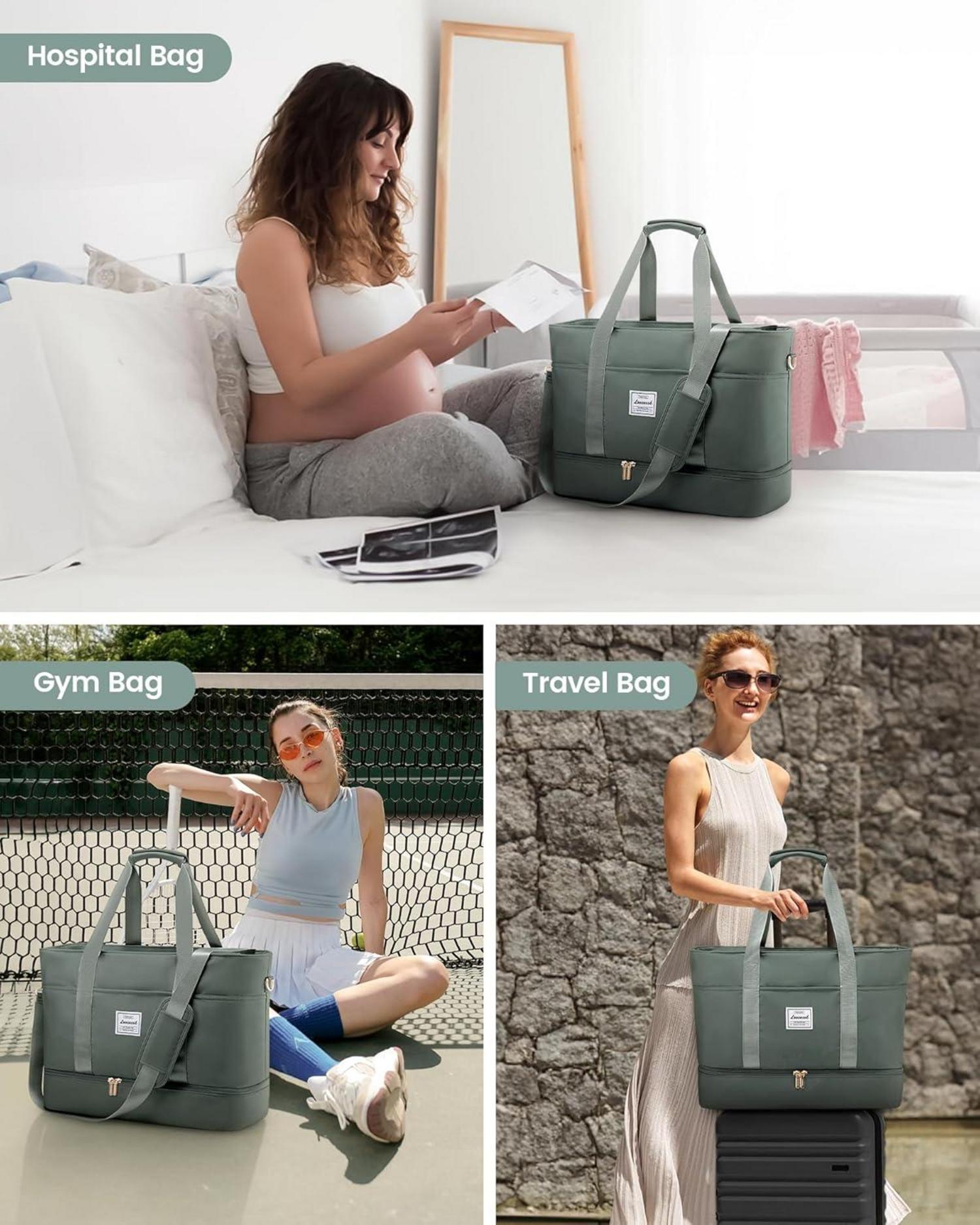 Damen Reisetasche Wasserdicht Weekender mit Schuhfach und Kulturbeutel