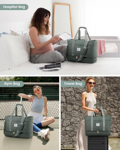 Damen Reisetasche Wasserdicht Weekender mit Schuhfach und Kulturbeutel