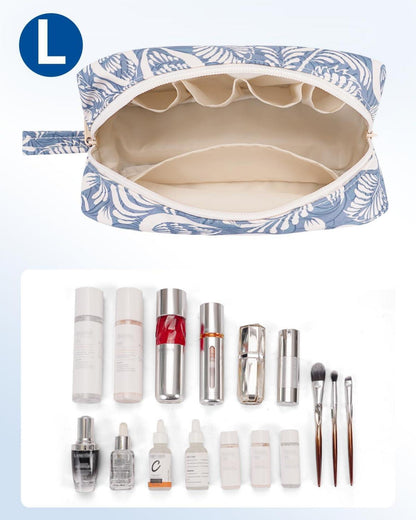 Narwey Leichte Kosmetiktasche für unterwegs, Blaues Blatt