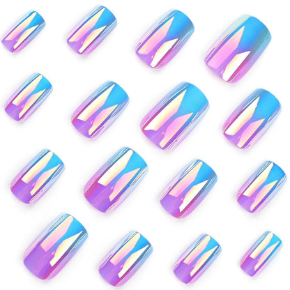 24 Stück Rosa Acryl Nägel Gelee Kurz Press on Nails
