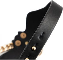 Moinha Leder BDSM Halsband mit Leine und Ketten