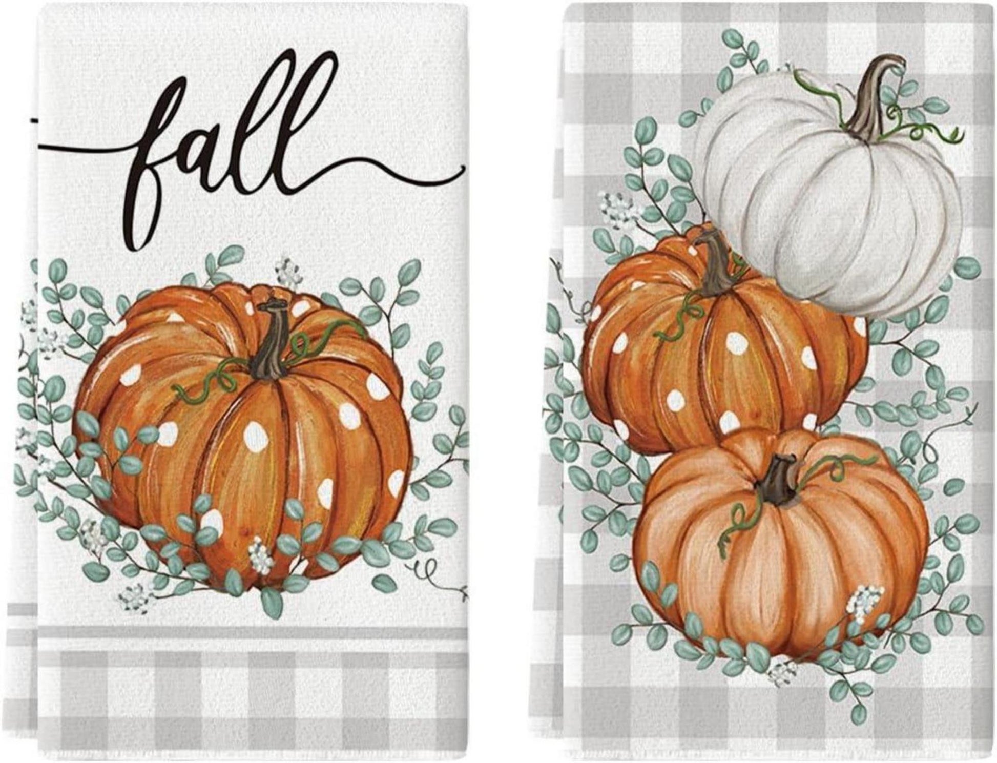 Herbstliche Küchentücher Set 2er Pack 42x65 cm Orange Buffalo Check