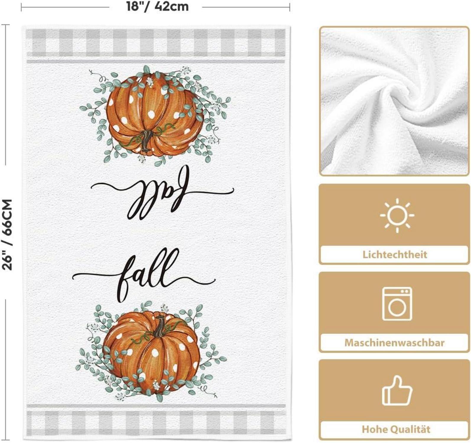 Herbst Küchentücher 2er Set Büffelkaro Eukalyptus Orange