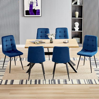 Esszimmerstühle 6er Set, Dunkelblau, Gepolstert & Ergonomisch