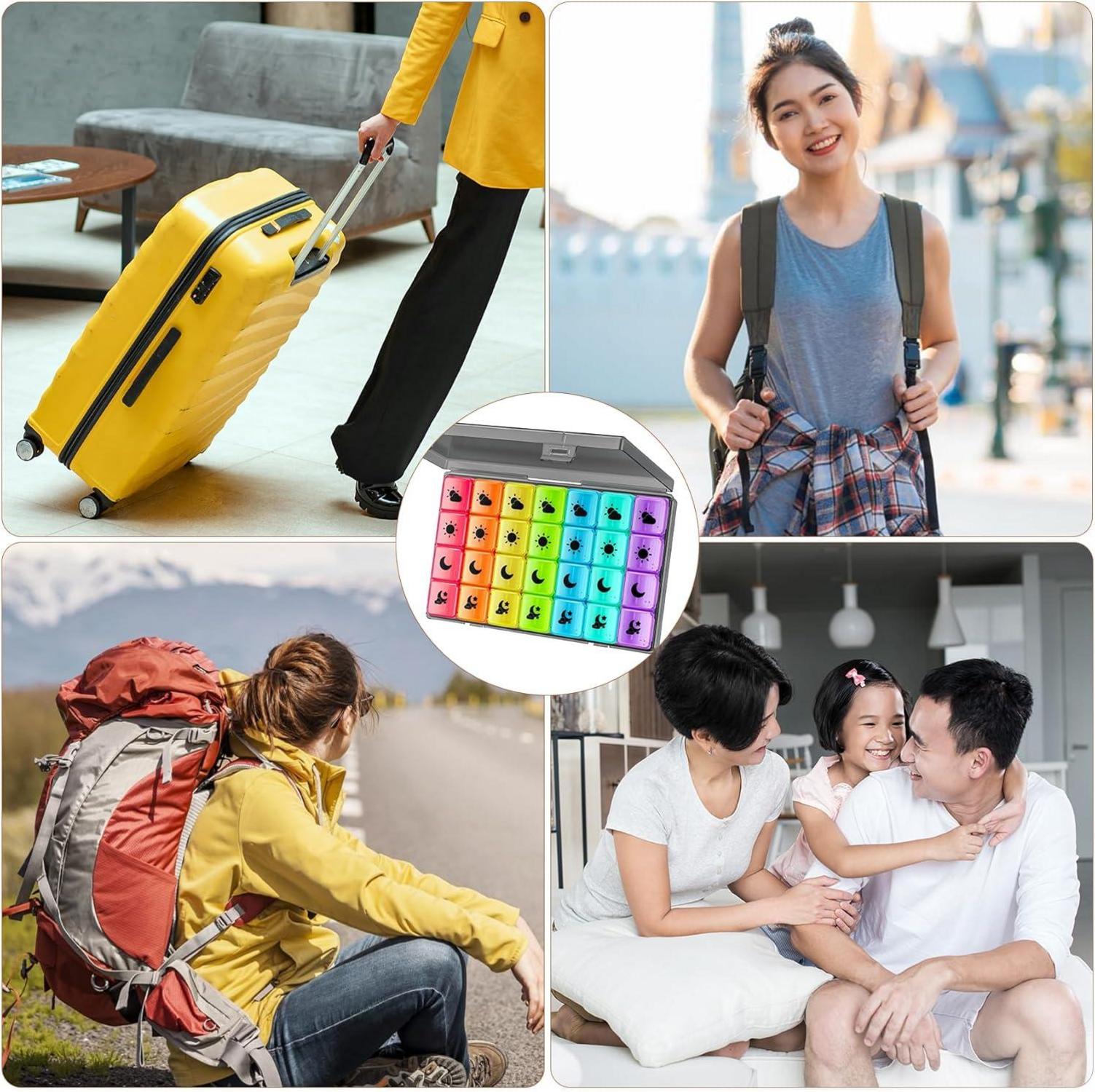 Yaklim Tablettenbox 7 Tage Große Fächer BPA Frei Schwarz