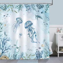 Duschvorhang Qualle Blau Ozean 180x180 cm Anti-Schimmel Polyester