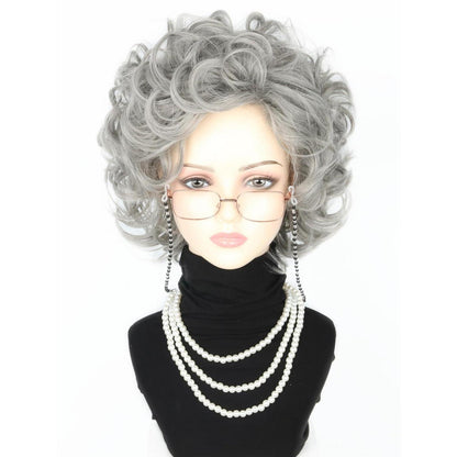Oma Perücken Set mit Accessoires – Halloween Kostüm Perücke Grau