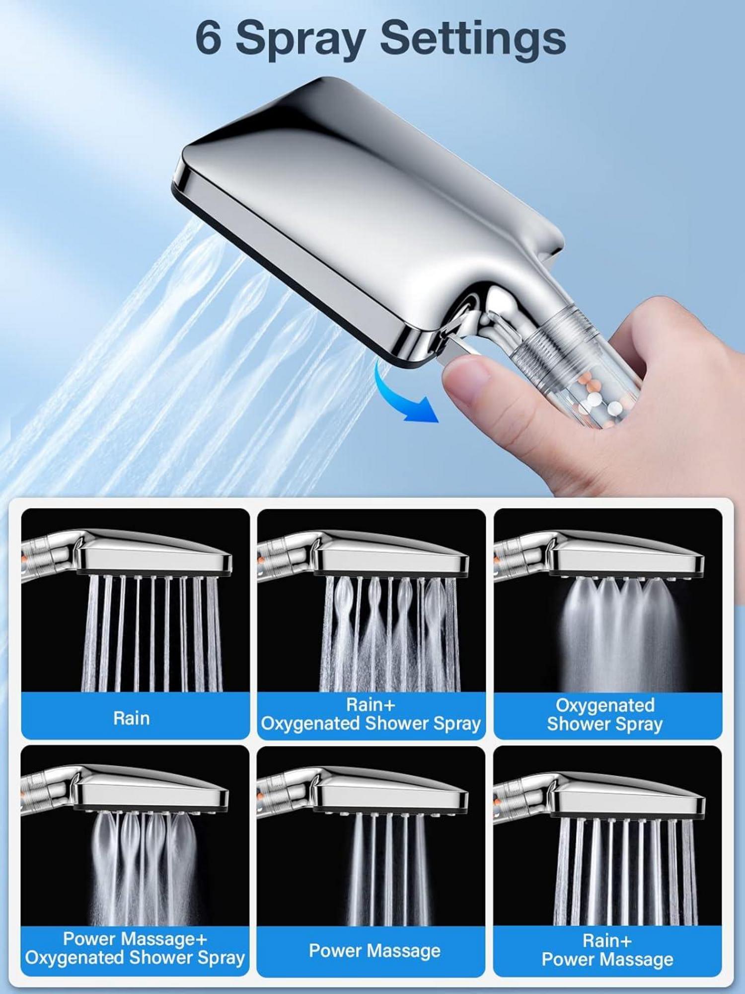 Duschkopf mit Schlauch 1.6M Wassersparend Handbrause Filter 6 Strahlarten