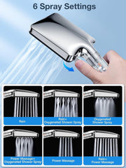 Duschkopf mit Schlauch 1.6M Wassersparend Handbrause Filter 6 Strahlarten