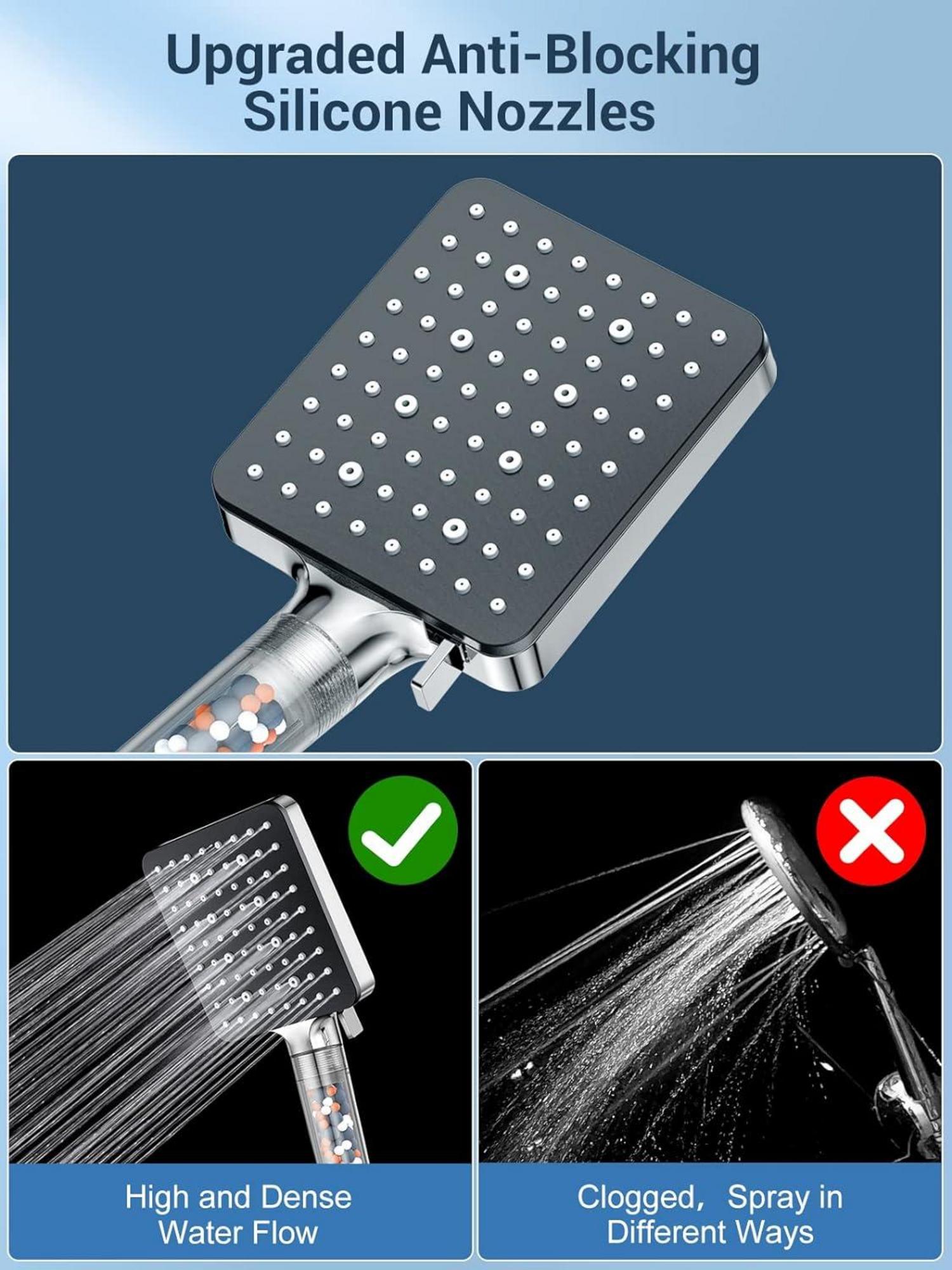 Duschkopf Handbrause 1.6M Wassersparend Filter 6 Strahlarten 2 Filterball