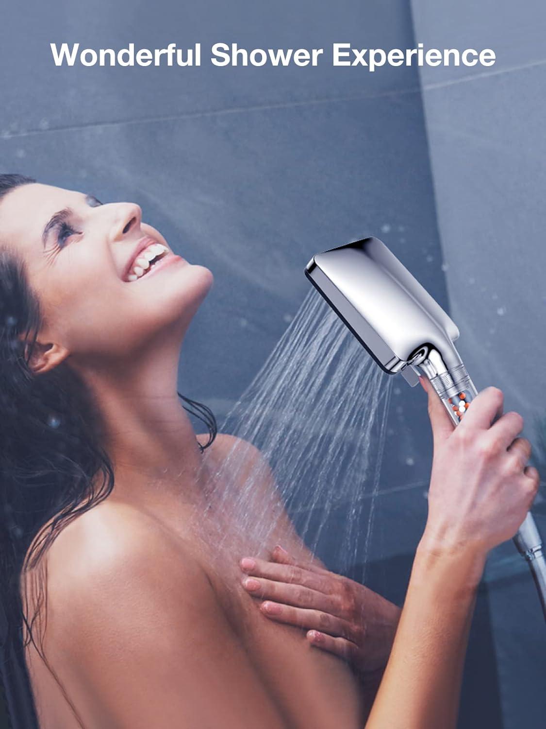 Duschkopf mit Schlauch 1.6M Wassersparend Handbrause Filter 6 Strahlarten