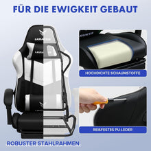 Gaming Stuhl mit Fußstütze Lendenkissen Kopfkissen 150 kg