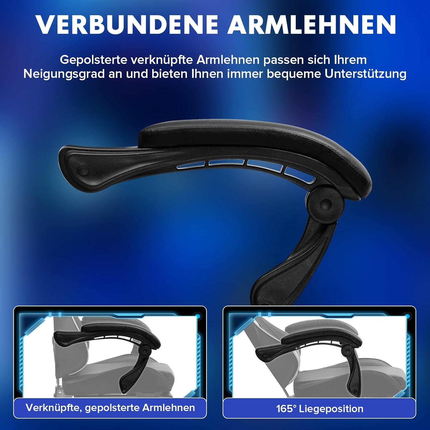 Gaming Stuhl mit Fußstütze Bürostuhl Ergonomisch verstellbar mit