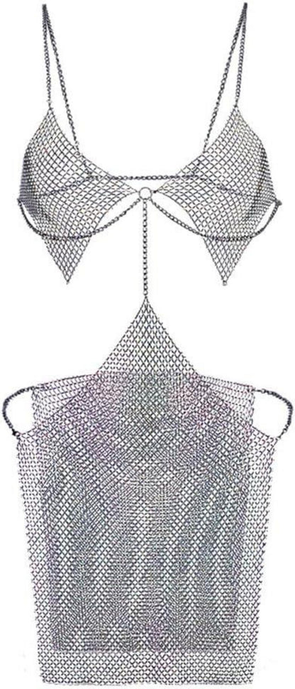 Sexy Sling Fischernetz Neckholder Minikleid Wetlook Lingerie Erotik
