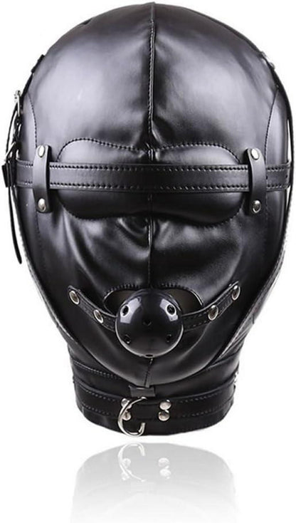 Bondage Kopfmaske SM Sex Spielzeug Knebel Ball Augenbinde Ledermaske