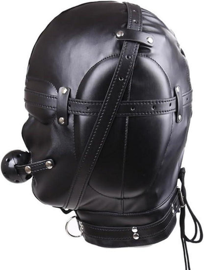 Bondage Kopfmaske SM Sex Spielzeug Knebel Ball Augenbinde Ledermaske