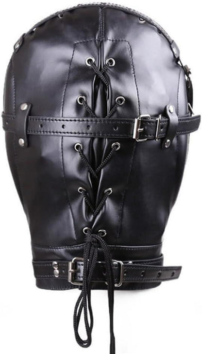 BDSM Kopfmaske mit Breathable Knebel Ball Schwarz Bondage Maske