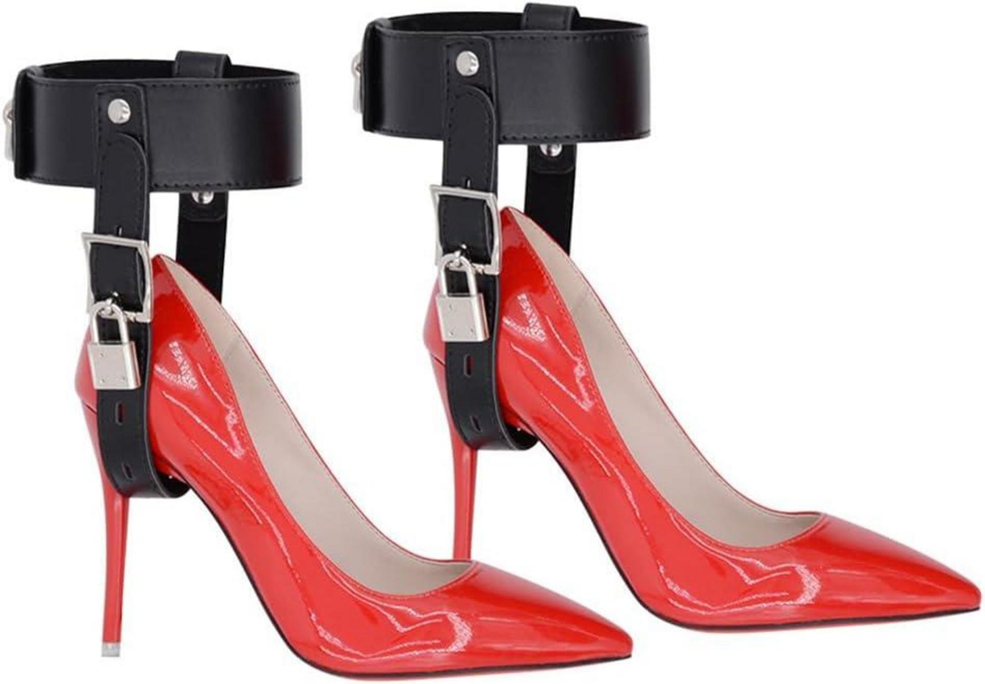 SM Bondage High Heels Leder Fußfesseln mit 4 Schlössern