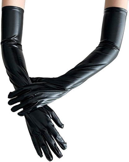 Damen Lange Lack Handschuhe Wetlook Armstulpen Clubwear Fetisch Wear