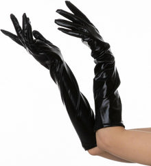 Damen Lange Lack Wetlook Armstulpen Strümpfe Clubwear