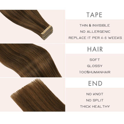 Echthaar Tape Extensions 40cm (16 Zoll) P2/6#