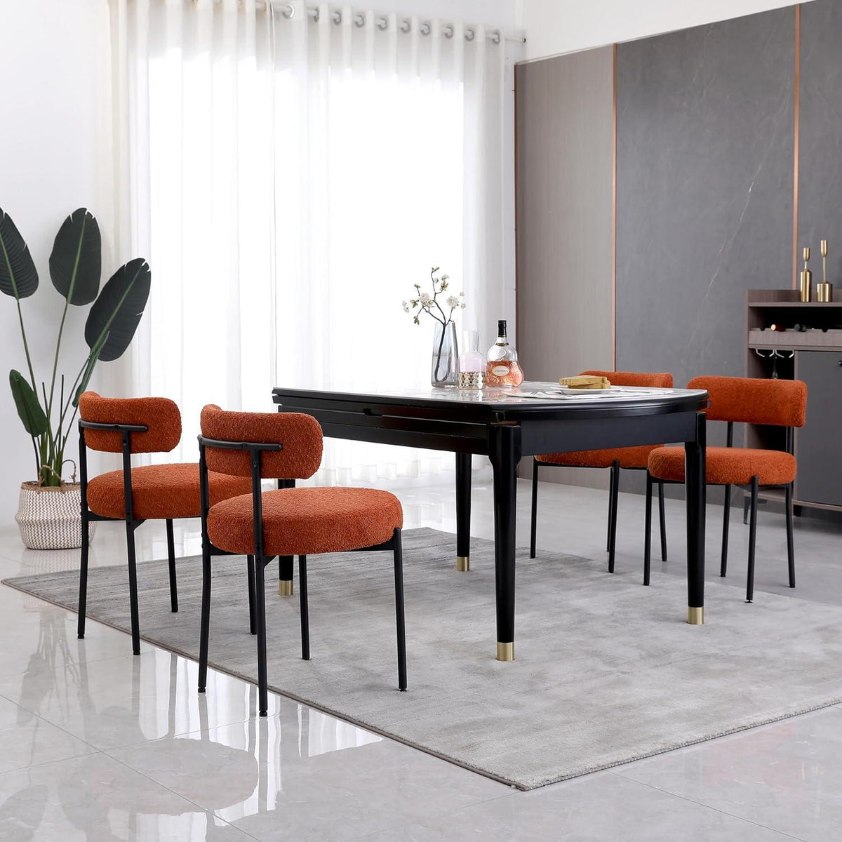 Esszimmerstühle 4er Set, Modern Retro, Orange
