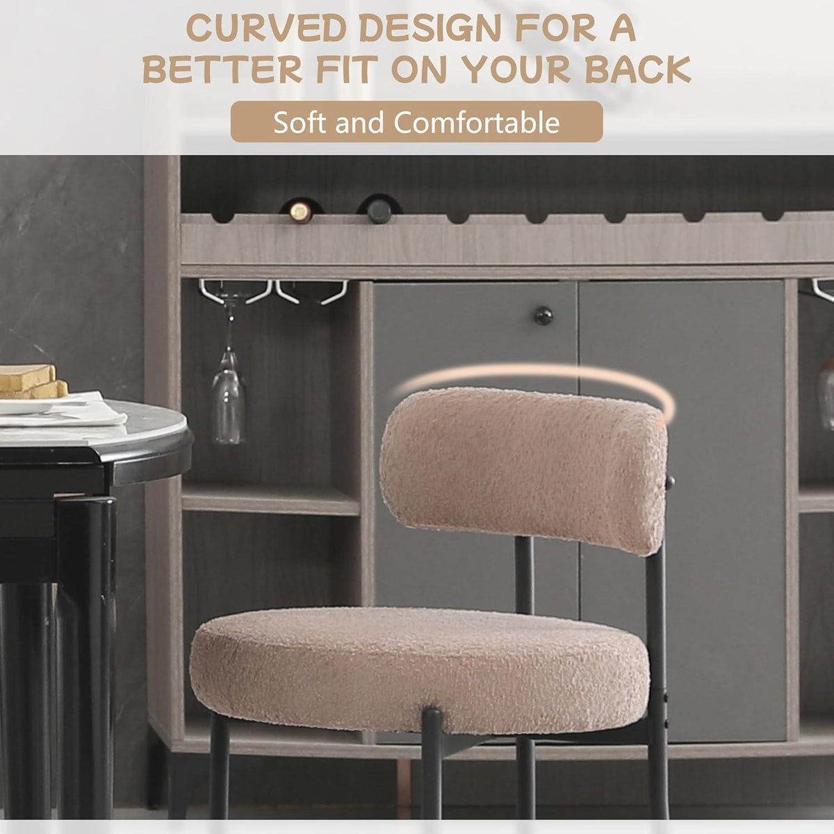Esszimmerstühle 4er Set, Hellbraun, Modern Retro Design