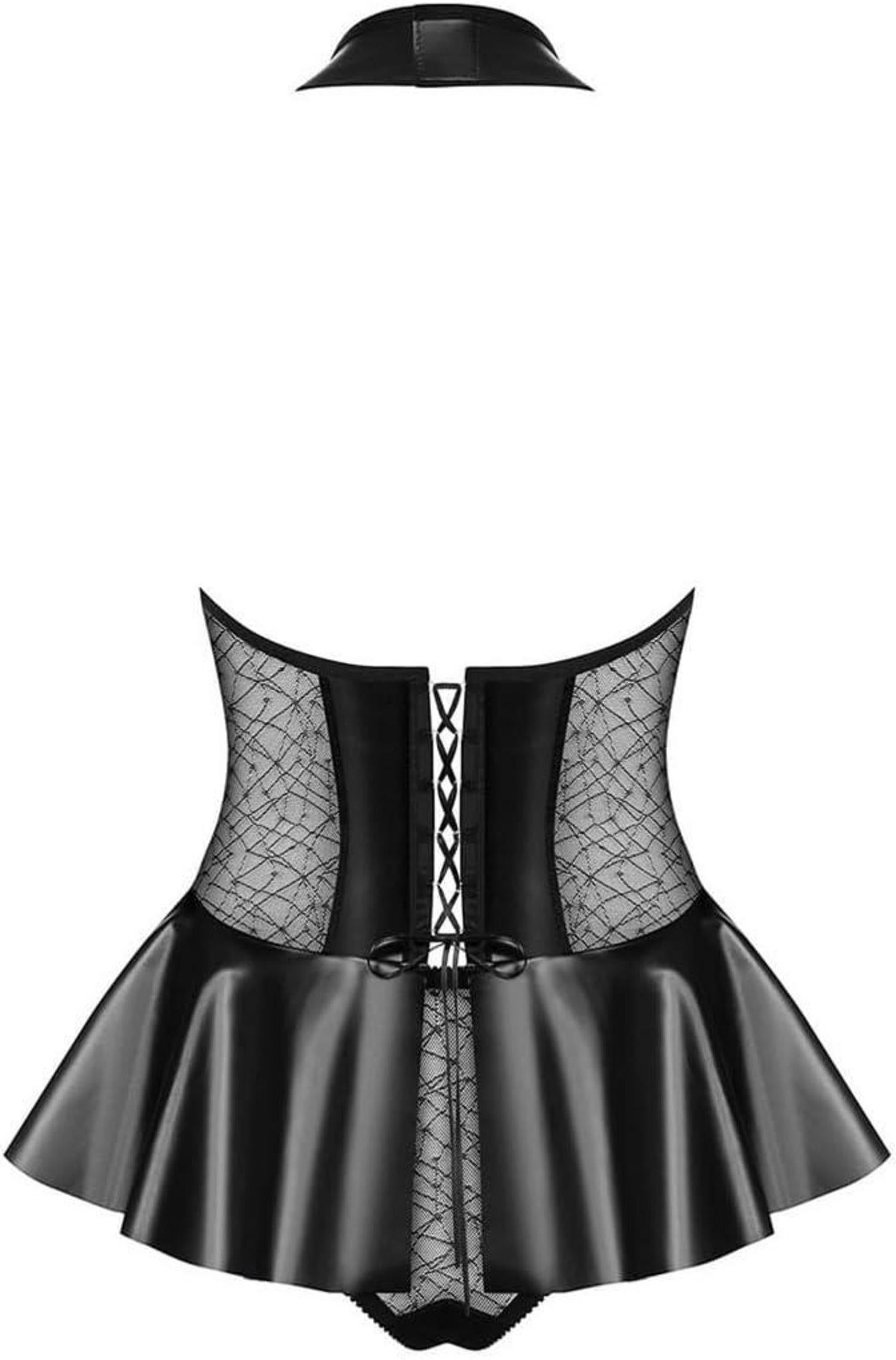 Sexy Wetlook Lederkleid Lackleder Rückenfrei Reizwäsche XL