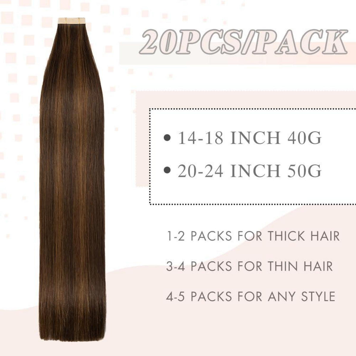 Echthaar Tape Extensions 55cm (22 Zoll) P2/6#
