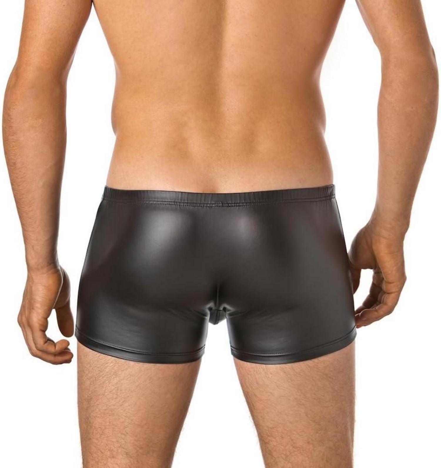 Erotische Wetlook Boxershorts Leder Optik Reizwäsche Schwarz XL