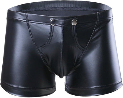 Herren Erotische Boxershorts Leder Optik Wetlook Reizwäsche XL Schwarz